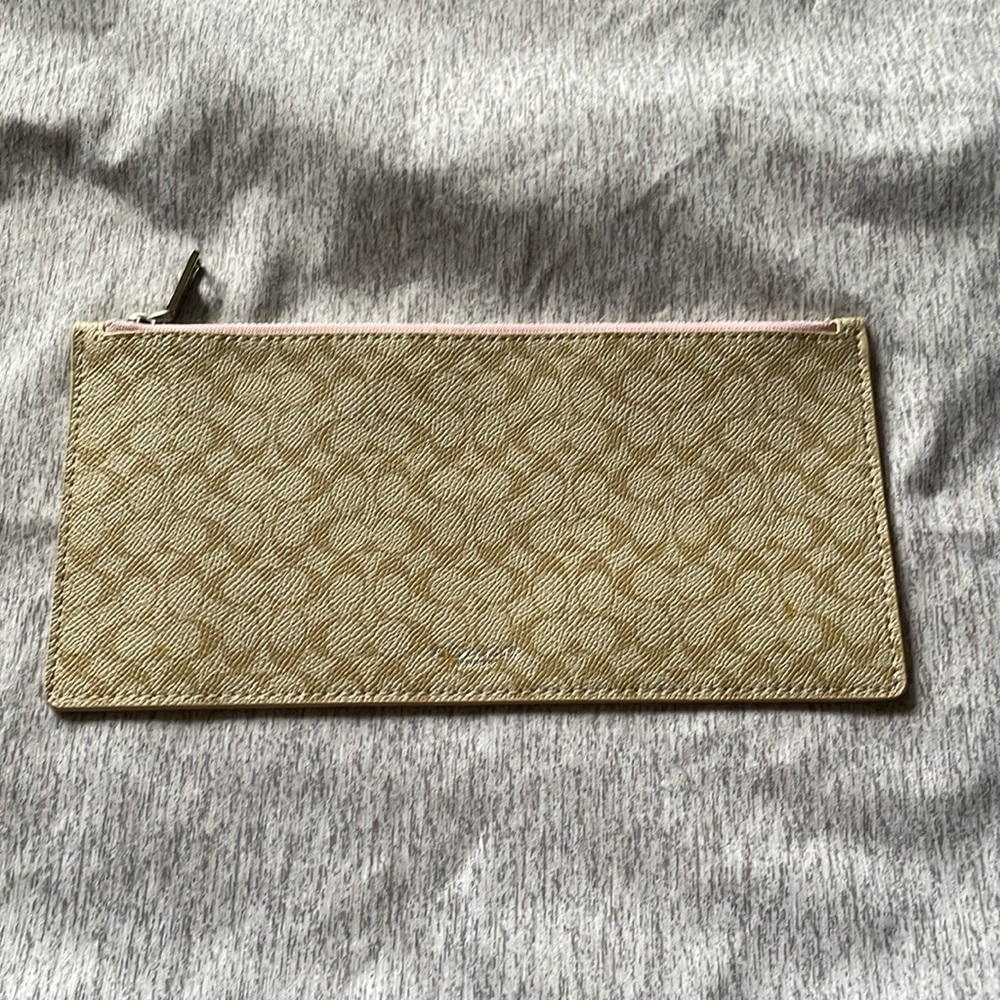 Coach Signature Slim Pouch- Pink & Brown